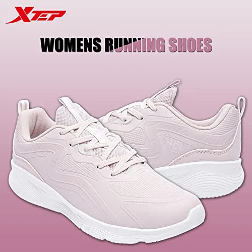 XTEP Women's Pink Stylish Synthetic Leather Upper Comfort Cushioning Running Shoes