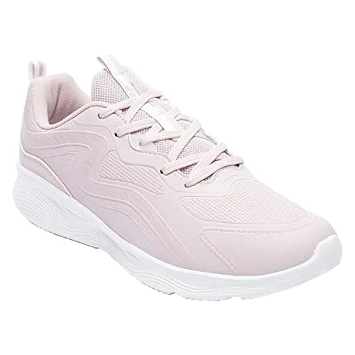 XTEP Women's Pink Stylish Synthetic Leather Upper Comfort Cushioning Running Shoes