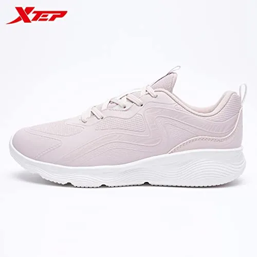 XTEP Women's Pink Stylish Synthetic Leather Upper Comfort Cushioning Running Shoes